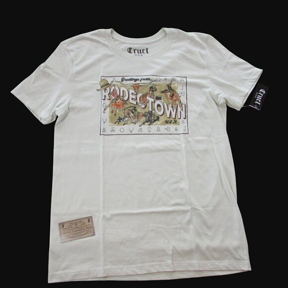 Cruel Denim Women's Short Sleeve Rodeotown Graphic T-Shirt - Cream - Picture 1 of 2